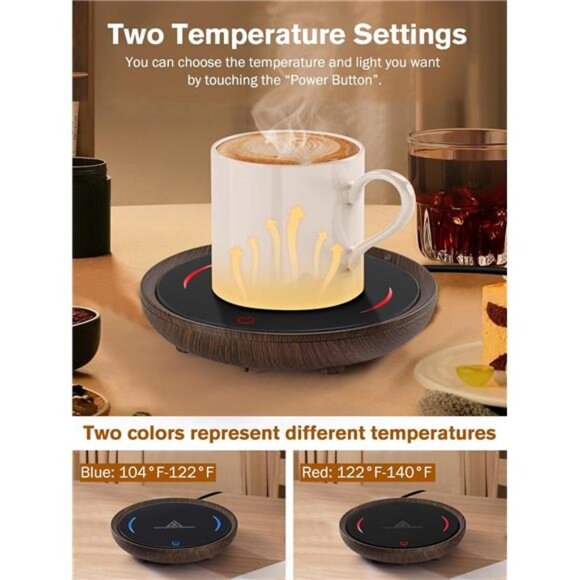 Candle Mug Warmer, Gravity-Induction Coffee Mug Warmer for Desk with 2 Temp Set - Picture 2 of 7